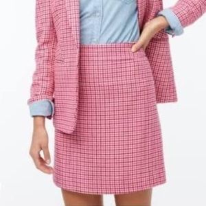 J. Crew Pink Plaid Wool Skirt